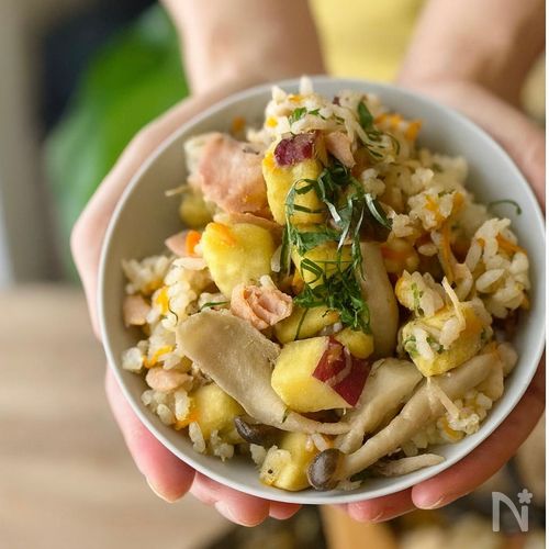 秋の味覚大集合!重ね煮ご飯🍠