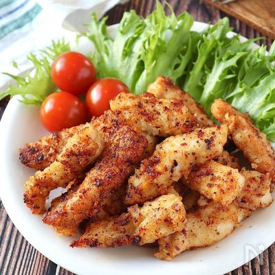 つまんで食べれる♪鶏むね肉のスパイシースティックチキン