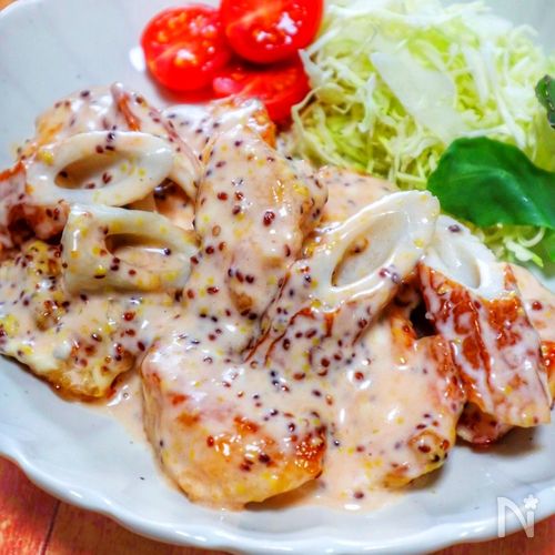 しっとり柔らか〜♡鶏ささみとちくわのマヨマスタード和え