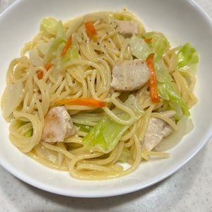 1201715の作ってみた!投稿(鶏とキャベツのうま塩パスタ【#フライパンひとつ #やみつき】)