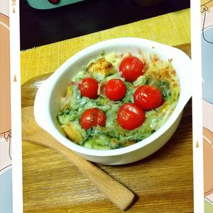 チョロリスの作ってみた!投稿(かけるだけ！バジルソースのパングラタン)