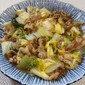 楽ラク手抜キッチン🐶🐾の作ってみた!投稿(行列の定食屋さんの🍚豚バラ白菜のポン酢しょうが焼き🤭💕)