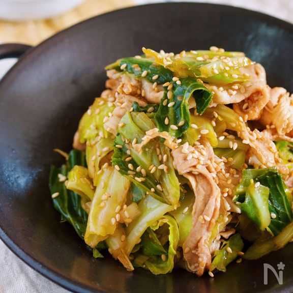 包丁いらず♪『春キャベツと豚肉の重ね蒸し〜香味だれあえ〜』