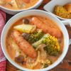 簡単【ウィンナーとたっぷり野菜の腸活ヨーグルトトマトスープ】
