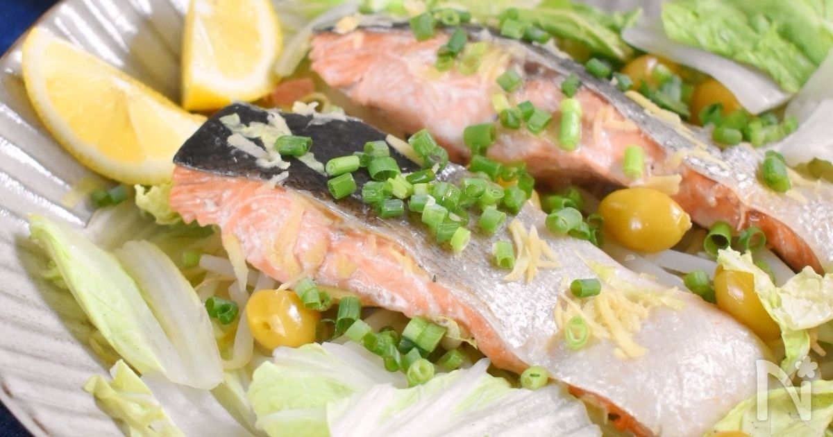 【レンジで簡単！】鮭と白菜の重ね蒸し