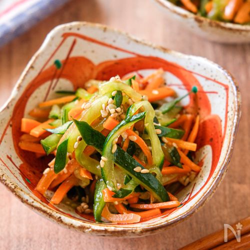 【にんじんときゅうりの中華和え】食感がいい節約副菜♪