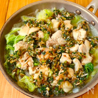 ワンパン10分!【鶏肉と白菜のフライパン蒸し&香味ダレ】