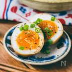 作り置きおつまみ！シンプル煮卵★ねぎペッパーのせ