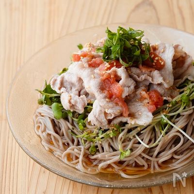 【簡単♪豚しゃぶ梅大葉ぶっかけそば】お疲れ気味の方におすすめ