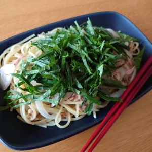 メ蓮華の作ってみた!投稿(ランチ格上げ!大葉とツナの和風パスタ)