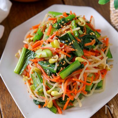 レンジで一発！【緑黄色野菜たっぷりナムルサラダ】