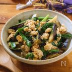 鶏ひき肉となすの中華風ニラ炒め★