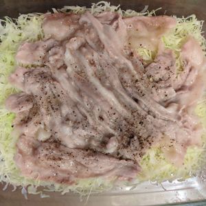 たりおの作ってみた!投稿(【レンジで5分♡豚ばらキャベツ蒸し】ぱぱっと完成！たれが旨い)