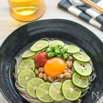 爽やか♡納豆すだちそば