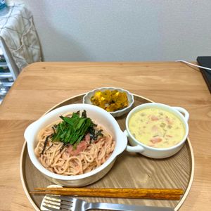 お腹空いたねこの作ってみた!投稿(何度も作りたい【明太子パスタ】茹でて和えるだけなのに絶品!)