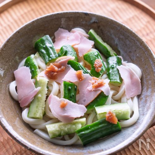 【きゅうりとハムの冷やしうどん】包丁&コンロ要らず♪