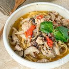 ワンパン！味付けこれだけ！ひき肉ときのこの鶏だしスープパスタ