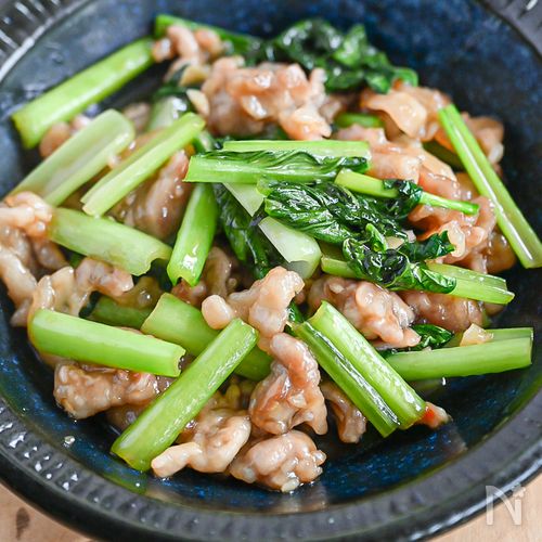 白いごはんと一緒に！豚バラ肉と小松菜のオイスターソース炒め