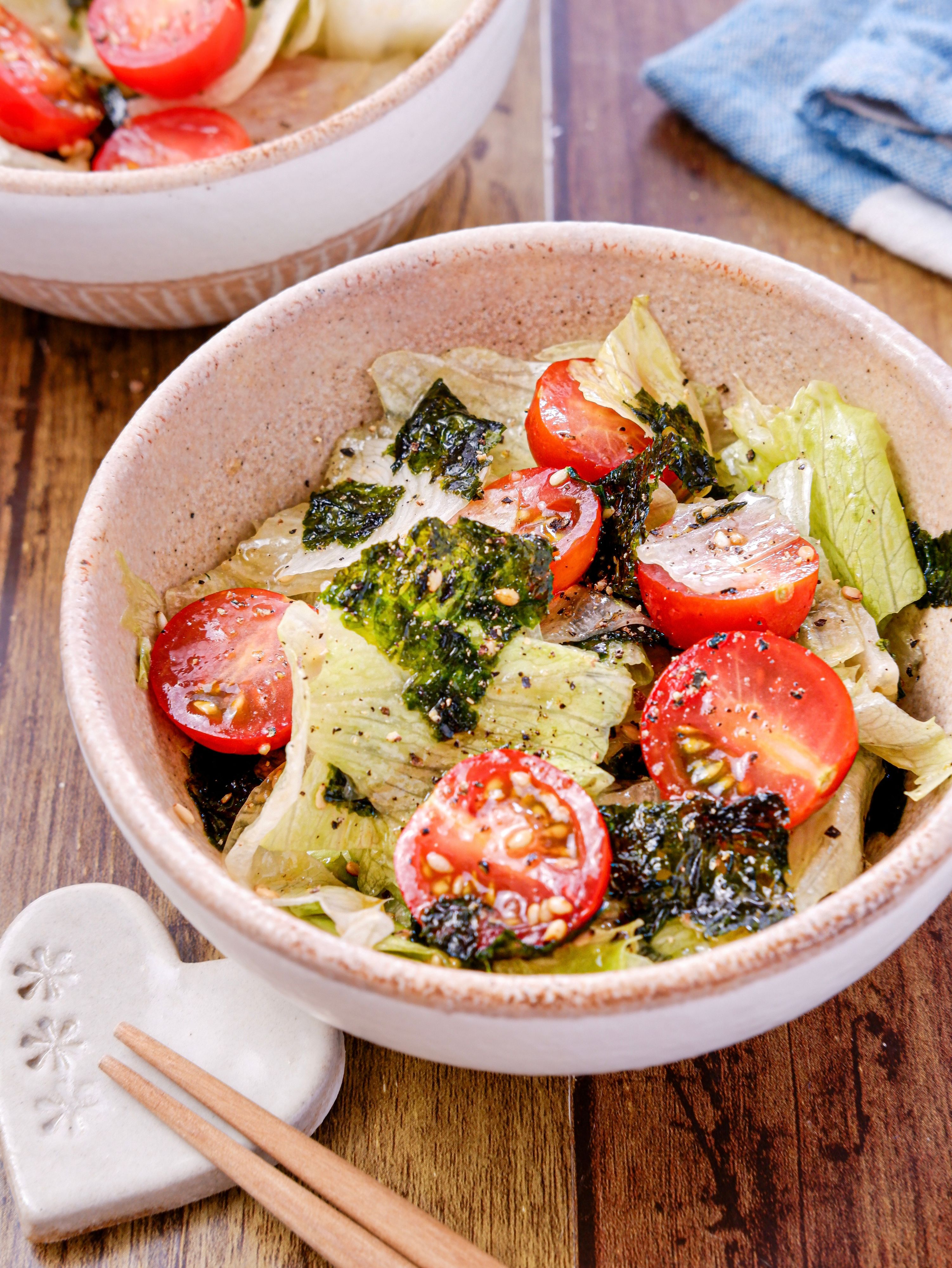 レタスとミニトマトのチョレギサラダ】簡単手作りドレッシング