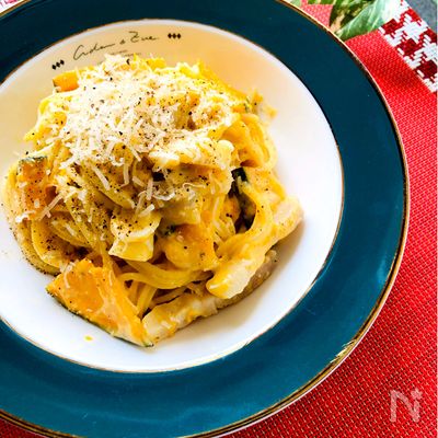 生クリーム不使用なのに
濃厚☆南瓜の豆乳クリームパスタ
