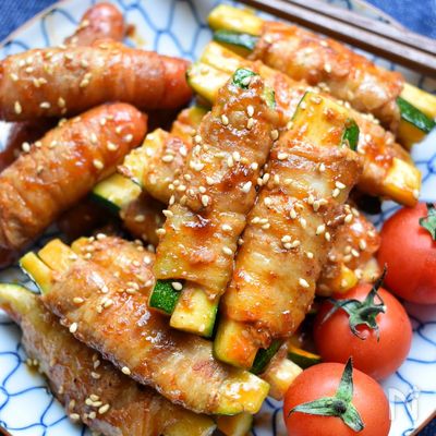うまみ♡しみしみ旨々♡韓国風ズッキーニの豚バラ巻き♡