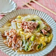 【白菜と豚肉と春雨の重ね蒸し煮】冬の定番、ほったらかしで1品