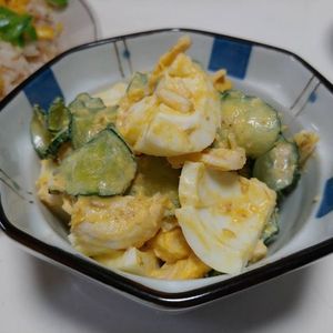 りょんの作ってみた!投稿(味付けはたった2つ♡シンプルなささみと煮卵の和風ごまマヨ和え)