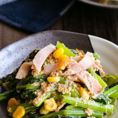 野菜嫌い克服 レンジで簡単 小松菜とコーンのマヨサラダ By Maron 青木ゆかり レシピサイト Nadia ナディア プロの料理家のおいしいレシピ