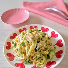 【サラスパ】キュウリとツナと卵のサラダスパゲッティ！