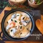 カブと椎茸とエビの和風クリームシチュー