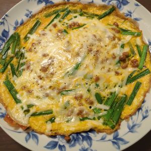 たりおの作ってみた!投稿(ニラ玉納豆オムレツ)