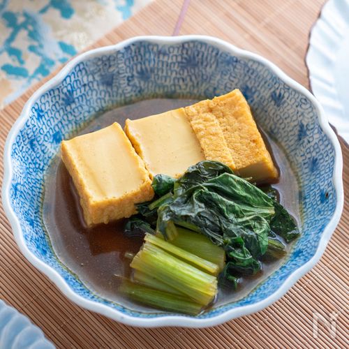 【小松菜と厚揚げのカレー風味煮びたし】我が家の定番♪