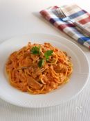 チキンときのこのトマトクリームパスタ