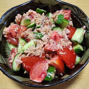 ナムディの作ってみた!投稿(5分で完成！【トマトときゅうりの中華風ツナサラダ】)