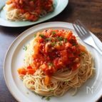 大根と鶏むね肉のトマトパスタ