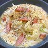 楽ラク手抜キッチン🐶🐾の作ってみた!投稿(【キャベツとウインナーの豆乳うどん】スープまで飲み干したい!)