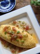 梅あんかけの豆腐入り和風オムレツ（丼）ラップで簡単に♪