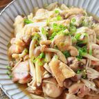 簡単！鶏もも肉と山盛りきのこのバタぽん炒め(ダイエットにも)