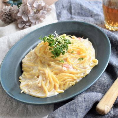 牛乳で濃厚クリームレンチンパスタ!【えのき明太クリーム】
