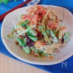 小さなおかず♪オクラと水菜の塩昆布マヨサラダ