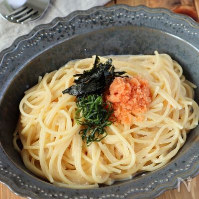レンジで本格『茹でない明太子クリームパスタ』