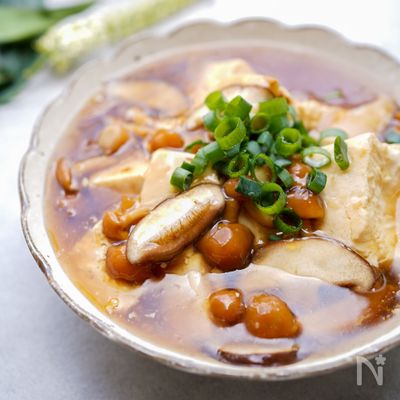肌寒い日に♪きのこあんかけ崩し豆腐