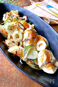 野菜シャキシャキさっぱり♡サラダ風おつまみたまご