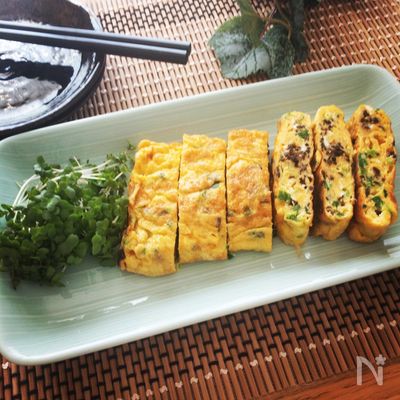 おろし生姜がポイント♡塩昆布入り青ねぎたっぷりの玉子焼き