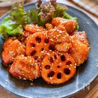 【ヤンニョムれんこんチキン】ピリっと甘辛だれがやみつき♡