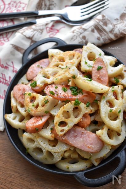 激うま♡蓮根とソーセージのからしマヨ炒め♡