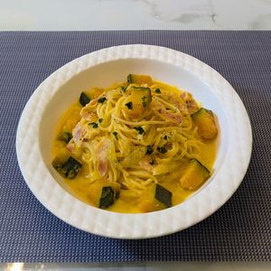 𝔂𝓾𝓶𝓲🍓の作ってみた!投稿(フライパン1つで♩ほっくりかぼちゃのクリームパスタ)