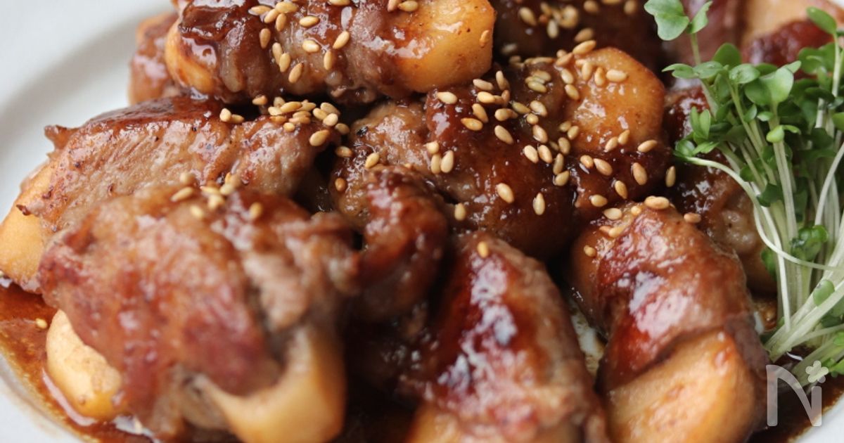 【豚肉りんご巻きバター醤油ソテー】ご飯が進む味！お弁当にも！