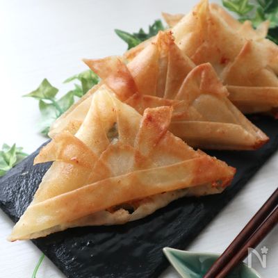 【折り紙カブト春巻き】包丁いらずのかわいいおかず♪