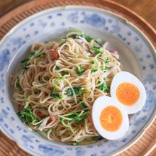 【豆苗とかにかまの冷やし中華】節約ランチに♪